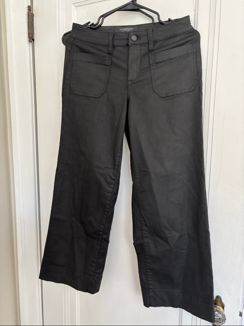 Liverpool Black Wide-Leg Ankle Length Trousers